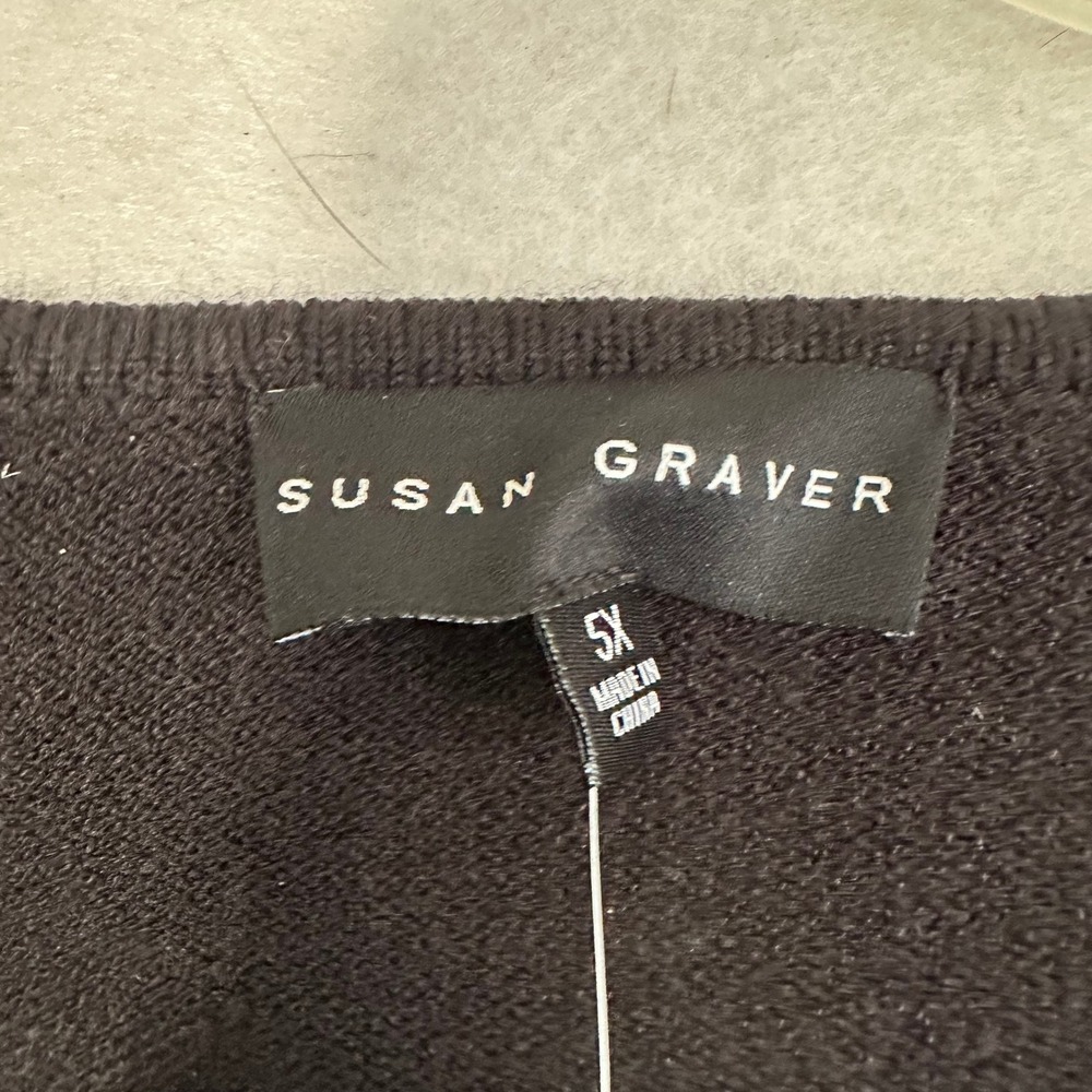 Susan Graver Black Rhinestone Embellished Knit Sweater 3/4 Sleeve Plus 5X New - Picture 4 of 8